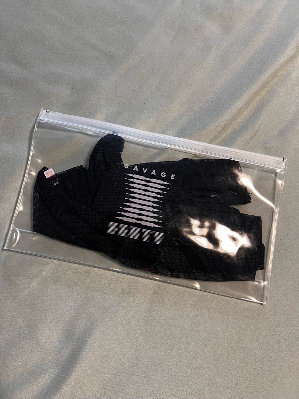 Savage X Fenty Black Polkadot Mesh Gloves